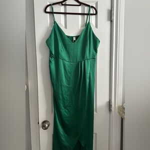 Elegant Green Satin Dress